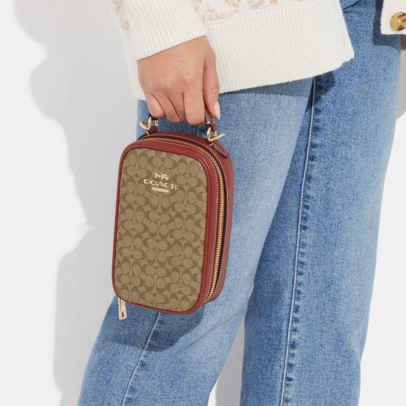 NWT Coach Outlet Eva Phone Crossbody In Colorblock Signature Canvas - Picture 6 of 7